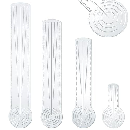 4 Pcs 3-in-1 Mandala Ruler Tool with Holes 4 Size Mandala Dot Art Circle Maker Compass Protractor Straight Dotting Ruler for DIY Drawing Stencil Art Geometric Projects