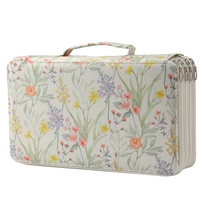 300 Slots Canvas Pencil Case 4-Layer Zipped Holder w/Handle - color: White, size: 300