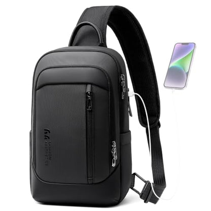 Crossbody Sling Chest Shoulder Bag for Men Women with USB Charging Port