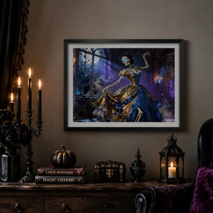 PINFFSHU Horror Gothic Skull Diamond Art Kits for Adults Halloween - color: skeleton princess