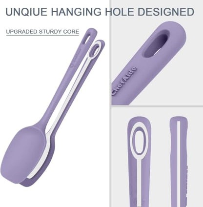 ChefAide 5 Pieces Silicone Spatulas Set, Heat Resistant Rubber Spatula - color: Light Purple, size: 5 pieces
