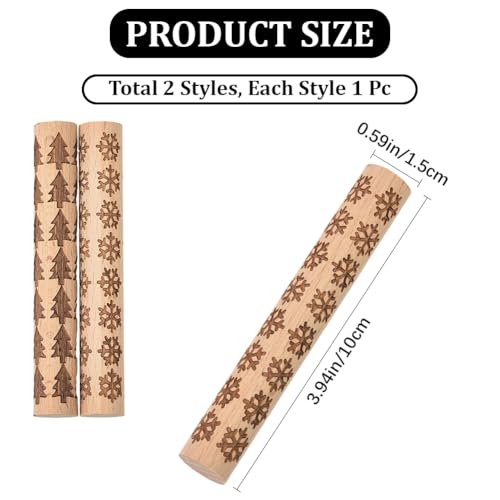 CREATCABIN 2 Pcs Clay Texture Rollers Clay Modeling Pattern Rollers Kit Pine Tree Snowflake Pattern Textured Rolling Pins for Modeling Ceramics Pottery Painting Handmade Craft Art DIY 3.94 Inch
