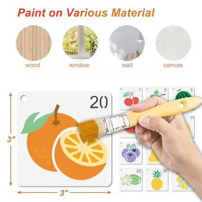 Fruit Stencils for Painting, 64 Pcs 3 Inch for Cards Rocks DIY Crafts - color: Fruit