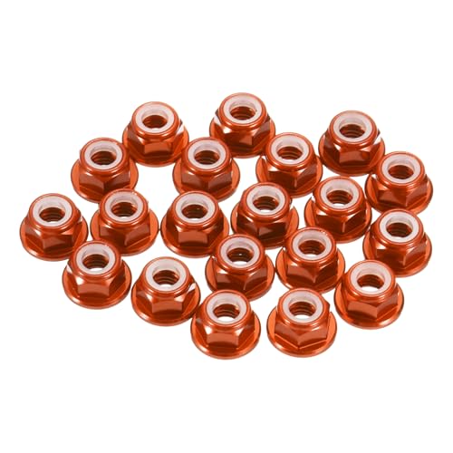 MECCANIXITY 30 Pcs M3 Pitch 0.5mm Aluminum Alloy Lock Nuts Flanged Hex Nuts Nylon Locking Serrated for RC Drone Quadcopter Motor Prop Adapter FPV Parts Fasteners, Orange - color: Orange, size: M3x0.5mm