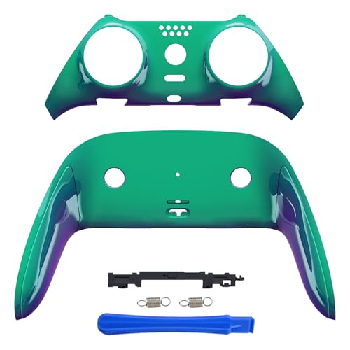 eXtremeRate Top Bottom Decorative Trim Shell Compatible with p s 5 Edge Controller Replacement Front Back Clip Shell, Custom Chameleon Green Purple Plates Cover Compatible with p s 5 Edge Controller - color: Chameleon Green Purple