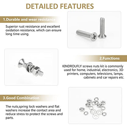 562 Pieces M2 x 4/6 /8/10 /12/16 /20mm Phillips Countersunk Head Machine Screws Nuts Washers Assortment Kit, 304 Stainless Steel, Fully Machine Thread - size: M2, style: Phillips Countersunk Head