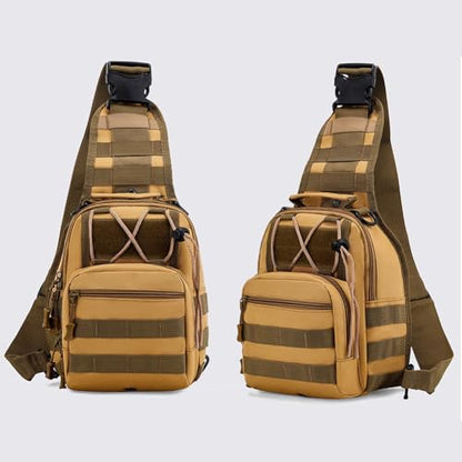 Viriber Tactical Backpack, Waterproof Military Cross-body Molle Sling Shoulder Backpack Chest Bag for Outdoor Every Day Carry Khaki - color: Khaki