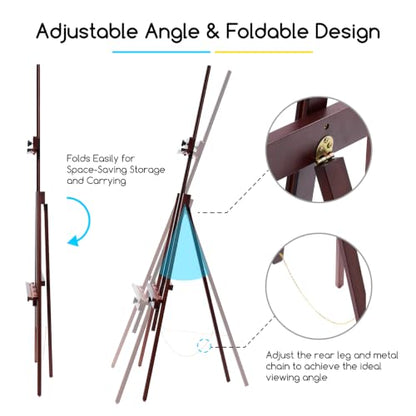 MEEDEN Wooden Easel Stand for Display: Holds Canvas up to 43" Art Easels - color: Deep Walnut