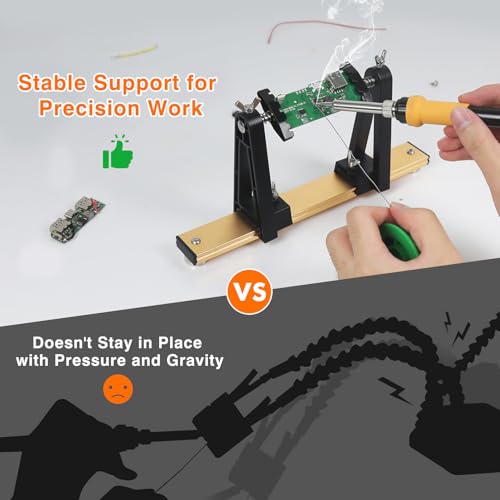 Circuit Board Holder Helping Hands for Soldering and Repair, Adjustable 360° Rotation, Strong Magnetic, Potable, Space-Saving and Aluminum Base, Durable for Electronics PCB