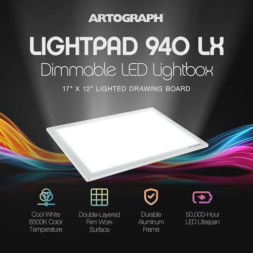 Artograph LightPad 940 LX Thin Dimmable LED Light Box, White, 17 x 12 Inch - size: 17" x 12"