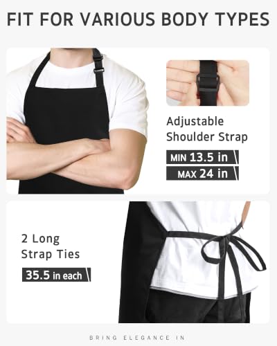 Syntus Chef Apron for Men Women with Pockets, Thick Grilling BBQ Apron - color: Black