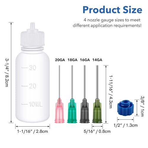 BAOFALI 12PCS 30ml Plastic Squeezable Dropper Bottles with Blunt Needle Tips for Glue, Paint, Craft and Oil Applications - color: 12PCS