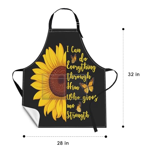 Britimes Apron with Pockets, 32x28 inch, 2 Pack, Sunflower - color: Black Yellow