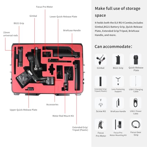 Ronin RS 4 Carrying Case for DJI RS4/RS 4 Pro,Black[Case Only]