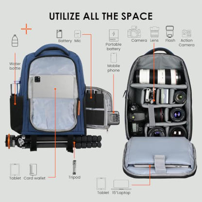 TARION Camera Backpack for Photographers Compact 15L, TB04 Blue - color: Blue