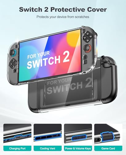 Spican Switch 2 Accessories Bundle 17-in-1, Switch 2 Carrying Case, Joypad Charger, Screen Protectors, Steering Wheel, Joypad Grip & More for Nintendo Switch 2 - size: 17 in 1 Bundle