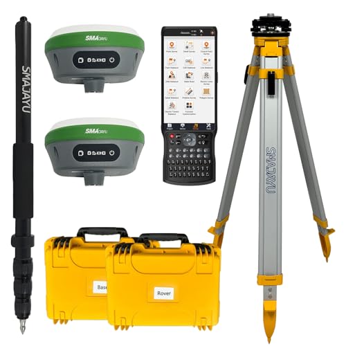 IMU RTK GPS Survey EQUIPEMNT 1cm Accuracy Kilometers Distance Between SMA26 PRO RTK Rover and RTK Base, Work as Base Station for Drones, 0-60° Tilt Surveying(Include Tripod, Pole&Tribrach)
