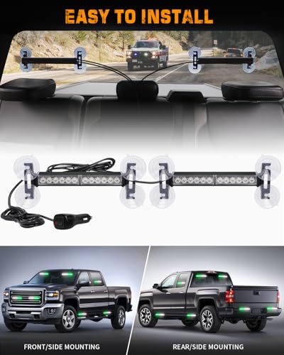 XRIDONSEN 2x 10.7 inch Strobe Light Bar 24 LED Green White Emergency Lights - color: Green/White