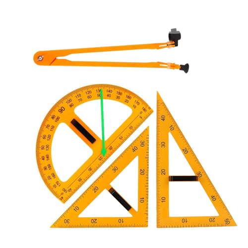 Magnetic Geometry Tool, Protractor, Triangle Rulers Easy Attachment Blackboard Measurement Kit, Teacher Board Protractor Multi-Purpose Kit Large Teaching Aids (Four-Piece Set) - style: Four-piece set