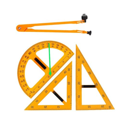 Magnetic Geometry Tool, Protractor, Triangle Rulers Easy Attachment Blackboard Measurement Kit, Teacher Board Protractor Multi-Purpose Kit Large Teaching Aids (Four-Piece Set) - style: Four-piece set