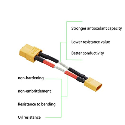 XT30 Male to XT60 Female Plug Connector,XT60-XT30 Extension Cable - size: XT60 Female-XT30 Male