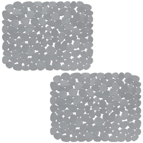 OTHWAY 2Pcs Kitchen Sink Mats, 15.7" x11.8" Scratch Free Sinks Protector for Stainless Steel/Porcelain Sink, Pebble Design Quick Drain Dish Drying Mat Solid Gray - color: Solid Gray
