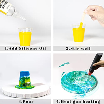 6 oz Silicone Pouring Oil for Art, 100% Silicone Cell Activator