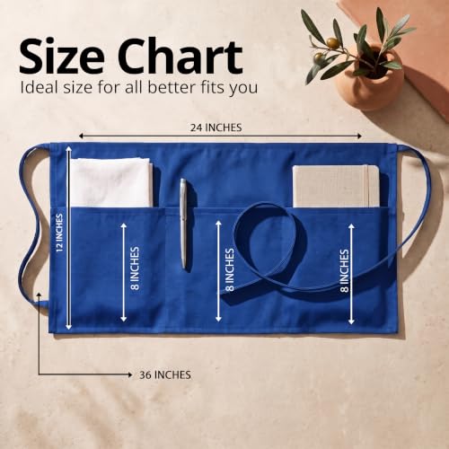 Utopia Wear Server Waist Aprons 12 Pack with 3 Pockets for Men and Women - color: Blue