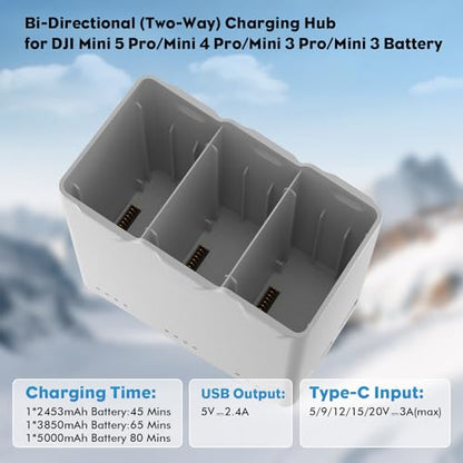 Intelligent Bi-Directional Battery Charging Hub for DJI Mini 5 Pro/Mini 4 Pro/ Mini3Pro/Mini 3(No Battery Included)
