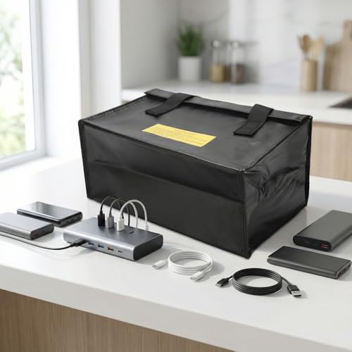 Fireproof Explosion-Proof Bag for Lithium – Airtight Safety Pouch Power Banks Storage, Portable Hazardous Items Container Travel Workplace Use(Black)