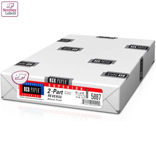 NextDayLabels Carbonless NCR Paper, 2 Part Reverse #5887, 8.5" x 11" - size: 8-1/2" x 11" 2 Part Reverse, #5887