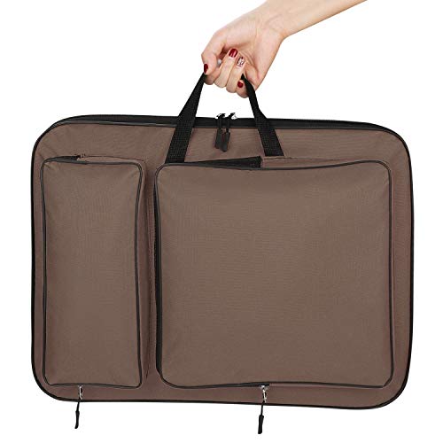 A3 Art Portfolio Carry Case Bag Drawboard Storage Portable Shoulder Tote - color: Coffee