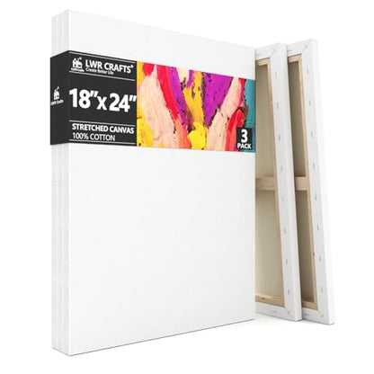 LWR CRAFTS Stretched Canvas 18" X 24" Pack of 3 - size: 18"x24"x3