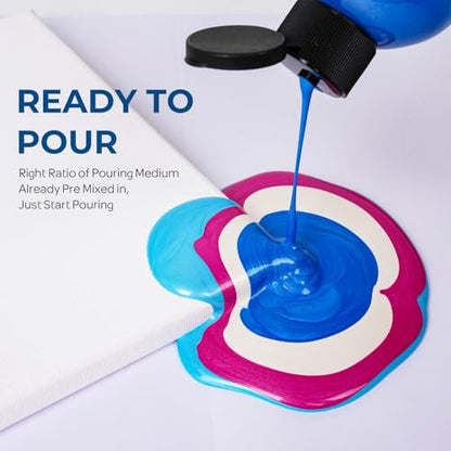 Nicpro 18 Colors 8.45oz Large Volume Metallic Acrylic Pour Paint Kit - color: 18 Colors