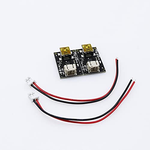 Treedix 2pcs Mini USB LiPo Battery Charger Board with Battery Protection JST Socket with LED Indicator Charging Rate Adjustable Automatic Power-Down
