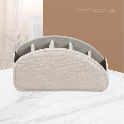 PU Leather TV Remote Control Holder/Caddy for Table with 5 Compartments - color: Beige, size: Small