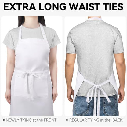 White Apron for Women and Men, Adjustable Chef Cooking Aprons - color: White 2