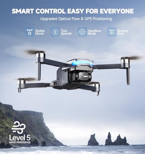 GPS Drones with Camera for Adults 4K, Foldable Drone with Brushless Motor, Auto Return/Follow, Tap Fly/Circle Fly, Beginner-Friendly One Key Start, 45 Mins Flight, Under 249g