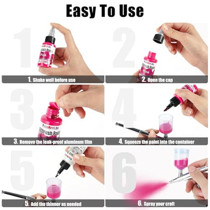 FansArriche Airbrush Paint, 48 Colors (1 fl oz) with 4 Thinner & 2 Primer