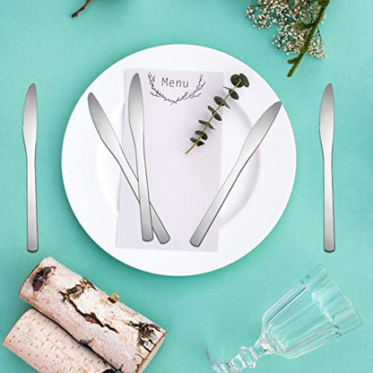 Therwen 64 Pcs Dinner Knives Set Stainless Steel Silver Butter Knives