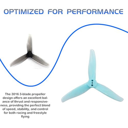 GEMFAN 3016 3-Blade 3inch Propeller Props for FPV Drone(Gray+Blue) - color: Gray+blue