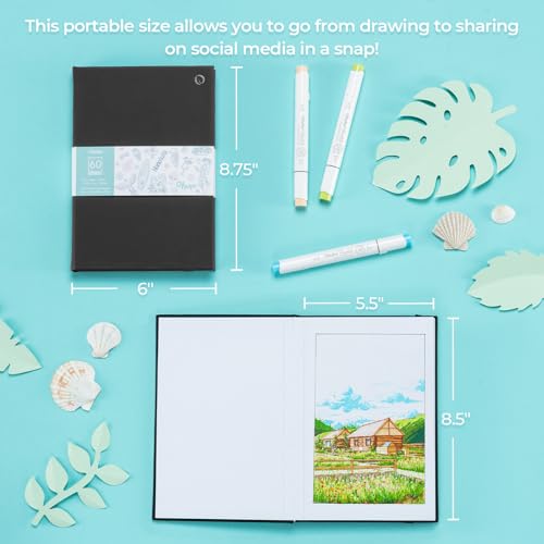 Ohuhu 5.5"x8.5" Double-Sided Bleedproof Marker Pad Art Sketchbook 60 Sheets - size: 5.5" x 8.5"
