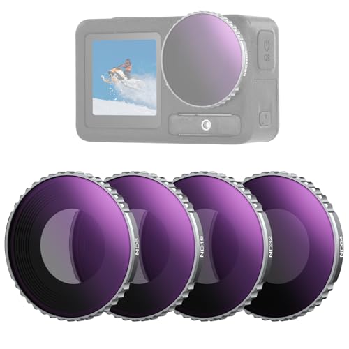 NEEWER ND Filter Set Compatible with DJI Osmo Action 4/Action 5 Pro (4 Pack), Screw On ND8 + ND16 + ND32 + ND64 Filter Kit Action Camera Accessories Multicoated HD Optical Glass, FL-B04 - size: Action 4/5 Pro, style: 4 Pack ND