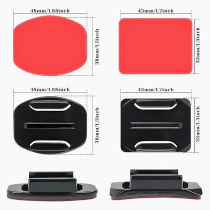Universal Action Camera Accessory Kit, Curved & Flat Adhesive Sticky Mounts, Quick Release & J-Hook Buckle Mounts, 3-Way Pivot Arms and Thumb Screws