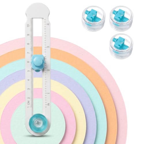 1 PCS Adjustable Circle Cutters for Crafts with 3PCS Replacement Blades, Round Multi Purpose Circle Cutter Paper Tool, Easy Operation, Smooth Cutting for Scrapbooking Card Making DIY Projects