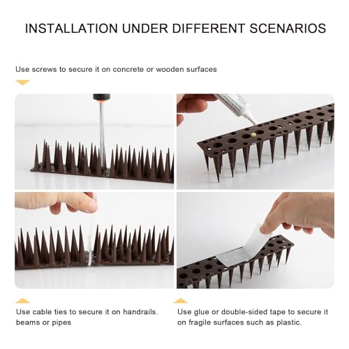 OFFO Physical Bird Barrier Spikes, Architectural Protection for Ledges and Sills, Covers 22 Feet(6.7m), Brown - color: Brown, size: 22 Feet
