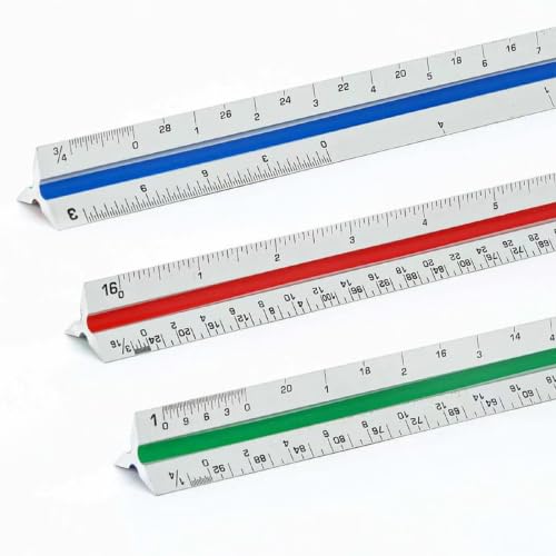 Unjoo Architectural Scale Ruler, 12‘’ Aluminum Alloy Drawing Scale,Silvery - color: Silvery