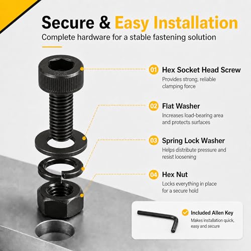 176PCS M6 Screws Assortment Kit, M6x8/10/12/16/20/25/30/35mm Hex Socket Head Cap Bolts Nuts & Washers Set, 12.9 Alloy Steel Black Oxide, M6 Screw Anti-Rust - size: M6 176pcs