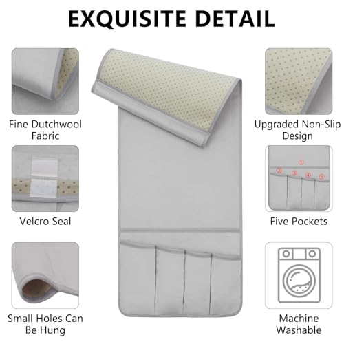 Remote Control Holder for Armchair Caddy, Remote Holder with 5 Pockets - color: LightGray, size: 35"x12.4"
