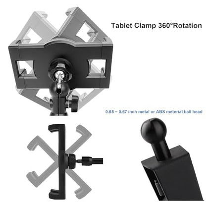 Tablet Holder Clamp Clip Mount Replacement with 17mm Ball Joint Socket for Tablet/iPad/Nexus/Switch/iPhone,Ball Hole Compatible with Diameter of 0.669 inch /17mm Ball Head,Multi-Angle Adjustable